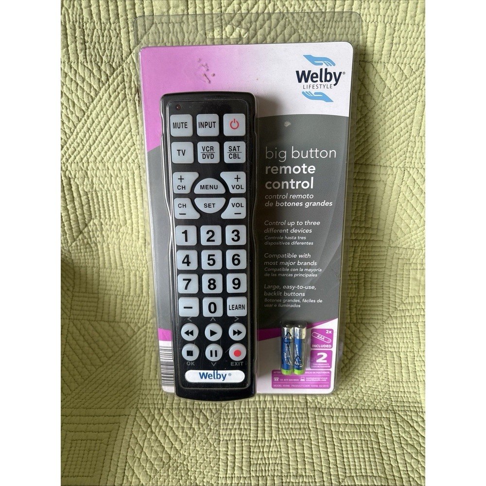Welby Lifestyle Big Button TV Television Universal Remote Control - New